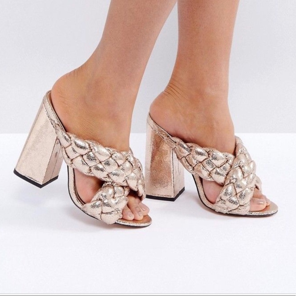 ASOS braided gold mules